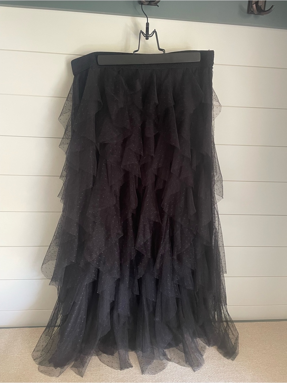 Anthropologie Chéri Ruffled Tulle Midi Skirt Size L